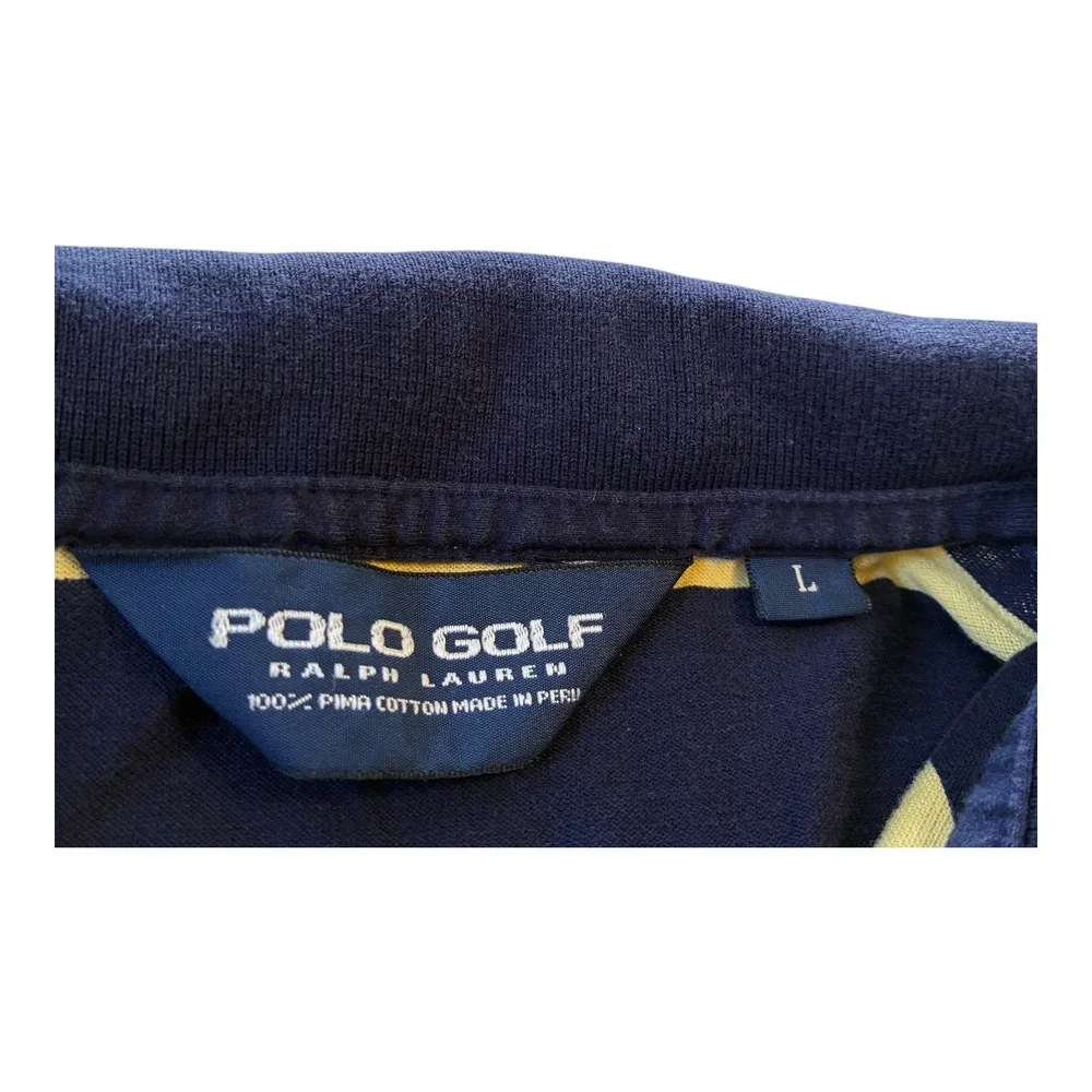 Polo Golf‎ Ralph Lauren Striped Polo Shirt Mens L Yellow Blue Golfing